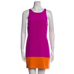 JAYGODFREY Pink & Orange Silk Open Back Mini Party Dress